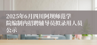 2025年6月四川阿坝师范学院编制内招聘辅导员拟录用人员公示
