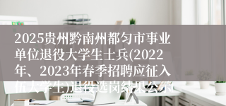 2025贵州黔南州都匀市事业单位退役大学生士兵(2022年、2023年春季招聘应征入伍大学生)退役选岗结果公示