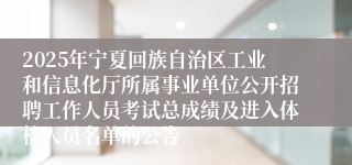 2025年宁夏回族自治区工业和信息化厅所属事业单位公开招聘工作人员考试总成绩及进入体检人员名单的公告