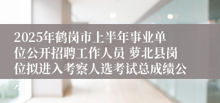 2025年鹤岗市上半年事业单位公开招聘工作人员 萝北县岗位拟进入考察人选考试总成绩公示