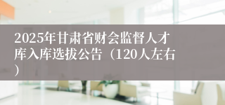 2025年甘肃省财会监督人才库入库选拔公告（120人左右）