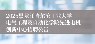 2025黑龙江哈尔滨工业大学电气工程及自动化学院先进电机创新中心招聘公告