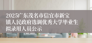 2025广东茂名市信宜市新宝镇人民政府选调优秀大学毕业生拟录用人员公示