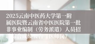 2025云南中医药大学第一附属医院暨云南省中医医院第一批非事业编制（劳务派遣）人员招聘综合成绩公告（医师岗）