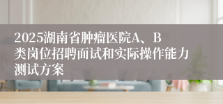 2025湖南省肿瘤医院A、B类岗位招聘面试和实际操作能力测试方案