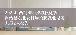 2025广西河池市罗城仫佬族自治县农业农村局招聘就业见习人员2人公告