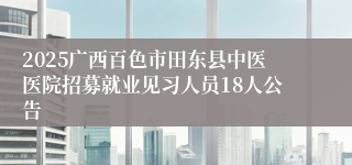 2025广西百色市田东县中医医院招募就业见习人员18人公告