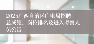 2025广西自治区广电局招聘总成绩、岗位排名及进入考察人员公告