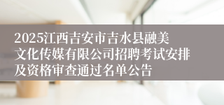 2025江西吉安市吉水县融美文化传媒有限公司招聘考试安排及资格审查通过名单公告