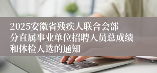 2025安徽省残疾人联合会部分直属事业单位招聘人员总成绩和体检人选的通知