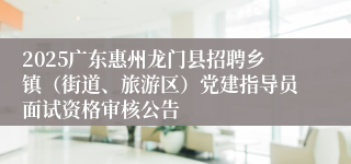 2025广东惠州龙门县招聘乡镇（街道、旅游区）党建指导员面试资格审核公告