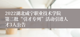 2022湖北咸宁职业技术学院第二批“引才专列”活动引进人才3人公告