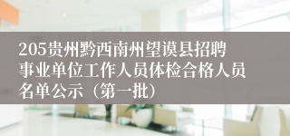 205贵州黔西南州望谟县招聘事业单位工作人员体检合格人员名单公示（第一批）