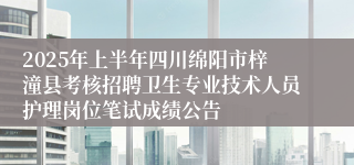 2025年上半年四川绵阳市梓潼县考核招聘卫生专业技术人员护理岗位笔试成绩公告