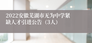 2022安徽芜湖市无为中学紧缺人才引进公告（3人）