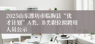 2025山东潍坊市临朐县“优才计划”A类、B类职位拟聘用人员公示