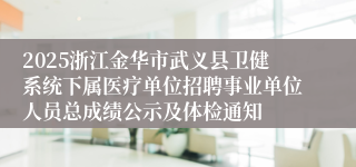 2025浙江金华市武义县卫健系统下属医疗单位招聘事业单位人员总成绩公示及体检通知
