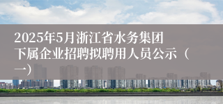 2025年5月浙江省水务集团下属企业招聘拟聘用人员公示（一）