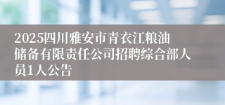 2025四川雅安市青衣江粮油储备有限责任公司招聘综合部人员1人公告
