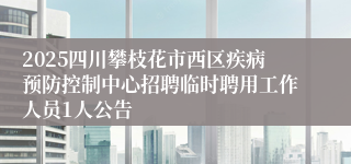 2025四川攀枝花市西区疾病预防控制中心招聘临时聘用工作人员1人公告