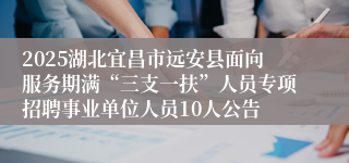 2025湖北宜昌市远安县面向服务期满“三支一扶”人员专项招聘事业单位人员10人公告