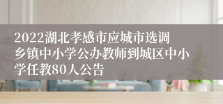 2022湖北孝感市应城市选调乡镇中小学公办教师到城区中小学任教80人公告