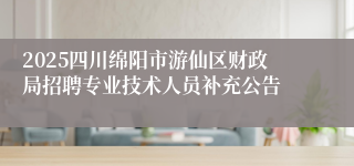 2025四川绵阳市游仙区财政局招聘专业技术人员补充公告