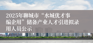 2025年聊城市“水城优才事编企用”储备产业人才引进拟录用人员公示