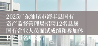 2025广东汕尾市海丰县国有资产监督管理局招聘12名县属国有企业人员面试成绩和参加体检人员名单公告