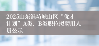 2025山东淮坊峡山区“优才计划”A类、B类职位拟聘用人员公示