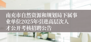 南充市自然资源和规划局下属事业单位2025年引进高层次人才公开考核招聘公告
