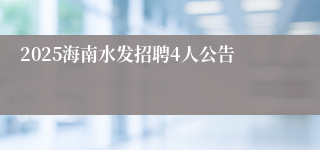 2025海南水发招聘4人公告