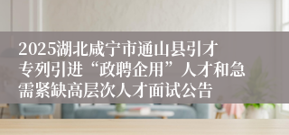 2025湖北咸宁市通山县引才专列引进“政聘企用”人才和急需紧缺高层次人才面试公告