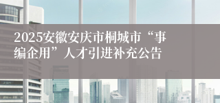 2025安徽安庆市桐城市“事编企用”人才引进补充公告