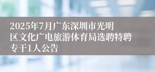 2025年7月广东深圳市光明区文化广电旅游体育局选聘特聘专干1人公告