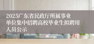 2025广东省民政厅所属事业单位集中招聘高校毕业生拟聘用人员公示