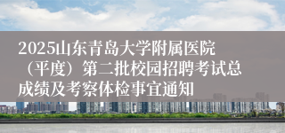 2025山东青岛大学附属医院（平度）第二批校园招聘考试总成绩及考察体检事宜通知