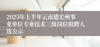 2025年上半年云南德宏州事业单位专业技术三级岗位拟聘人选公示