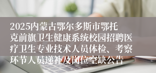 2025内蒙古鄂尔多斯市鄂托克前旗卫生健康系统校园招聘医疗卫生专业技术人员体检、考察环节人员递补及岗位空缺公告