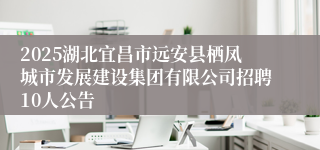 2025湖北宜昌市远安县栖凤城市发展建设集团有限公司招聘10人公告