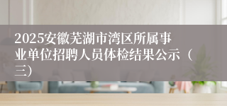 2025安徽芜湖市湾区所属事业单位招聘人员体检结果公示（三）