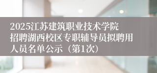 2025江苏建筑职业技术学院招聘湖西校区专职辅导员拟聘用人员名单公示（第1次）
