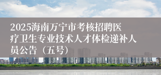 2025海南万宁市考核招聘医疗卫生专业技术人才体检递补人员公告（五号）
