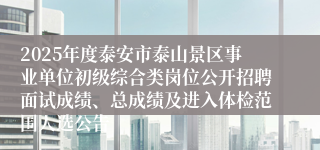 2025年度泰安市泰山景区事业单位初级综合类岗位公开招聘面试成绩、总成绩及进入体检范围人选公告