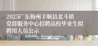 2025广东梅州丰顺县北斗镇党群服务中心招聘高校毕业生拟聘用人员公示
