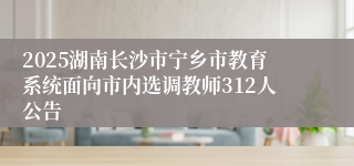 2025湖南长沙市宁乡市教育系统面向市内选调教师312人公告