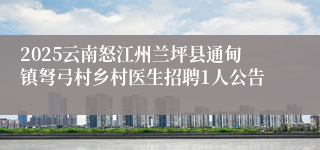 2025云南怒江州兰坪县通甸镇弩弓村乡村医生招聘1人公告