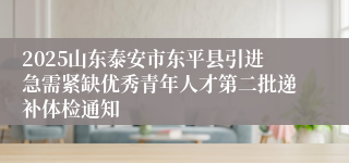 2025山东泰安市东平县引进急需紧缺优秀青年人才第二批递补体检通知