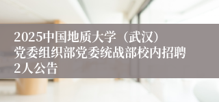 2025中国地质大学（武汉）党委组织部党委统战部校内招聘2人公告