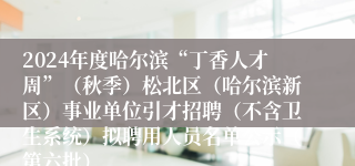2024年度哈尔滨“丁香人才周”（秋季）松北区（哈尔滨新区）事业单位引才招聘（不含卫生系统）拟聘用人员名单公示（第六批）